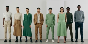 Models wearing 2025 fashion colours, displaying a range of styles and textures in earthy, blue, green, pastel, and jewel tones.