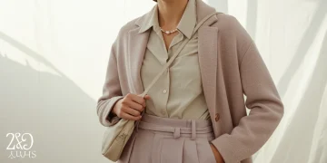 Model in minimalist pastel outfit, representing 2025 Spring/Summer fashion trends.