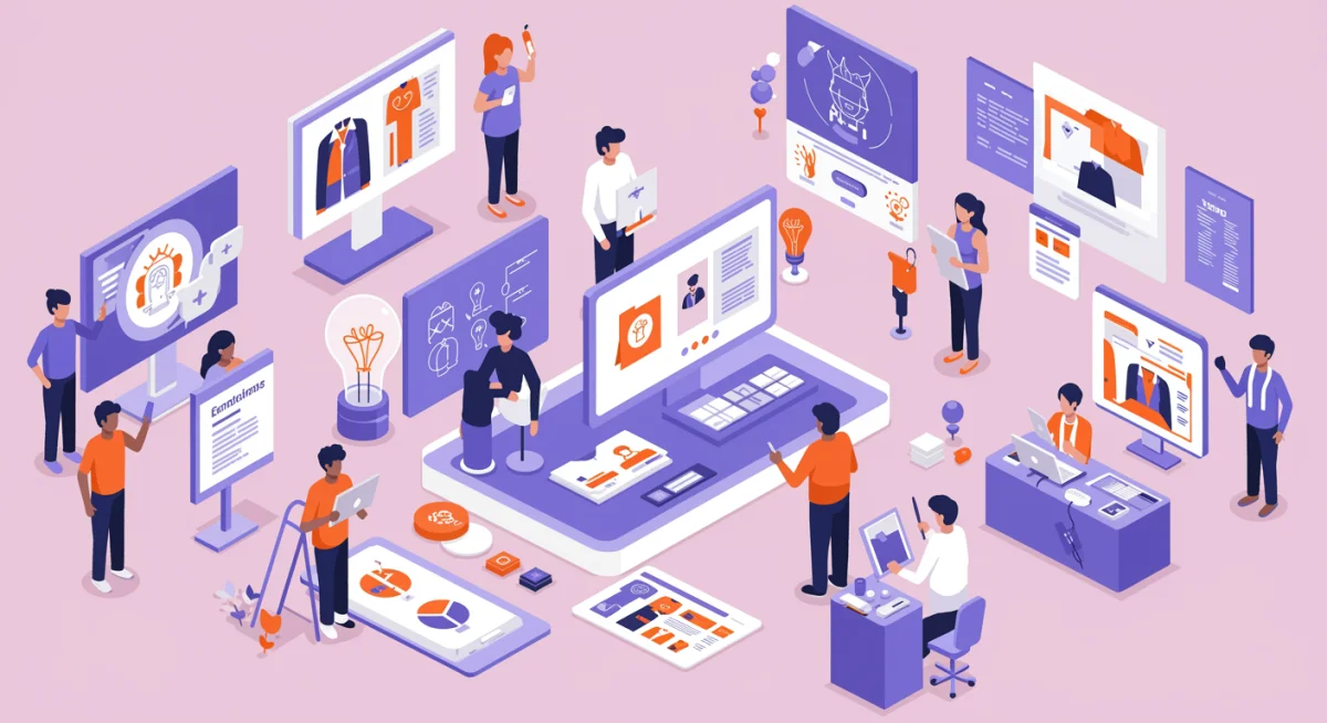 Digital platform illustrating community-driven apparel brand engagement, with virtual design collaboration and event participation.