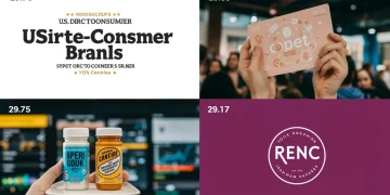 Dynamic visual showcasing logos and products of four thriving US D2C brands, symbolising market leadership and innovation.