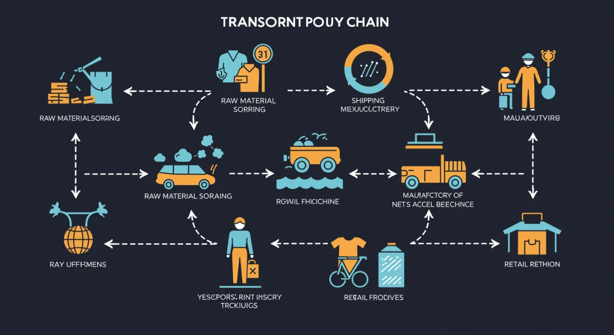 Diagram illustrating a transparent and ethical fashion supply chain