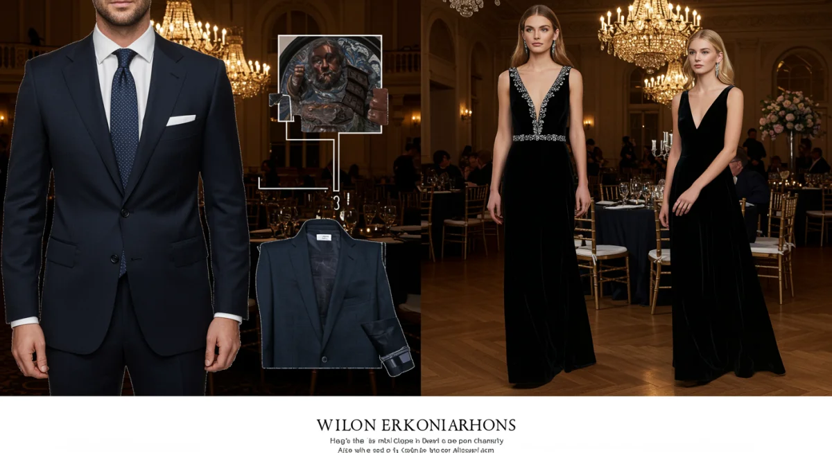 Elegant couple in formal attire at a gala event, embodying sophistication