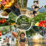 Dynamic collage of health and wellness elements, symbolising future market growth and innovation.