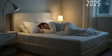 A person sleeping peacefully in a tranquil bedroom, symbolising improved sleep quality.
