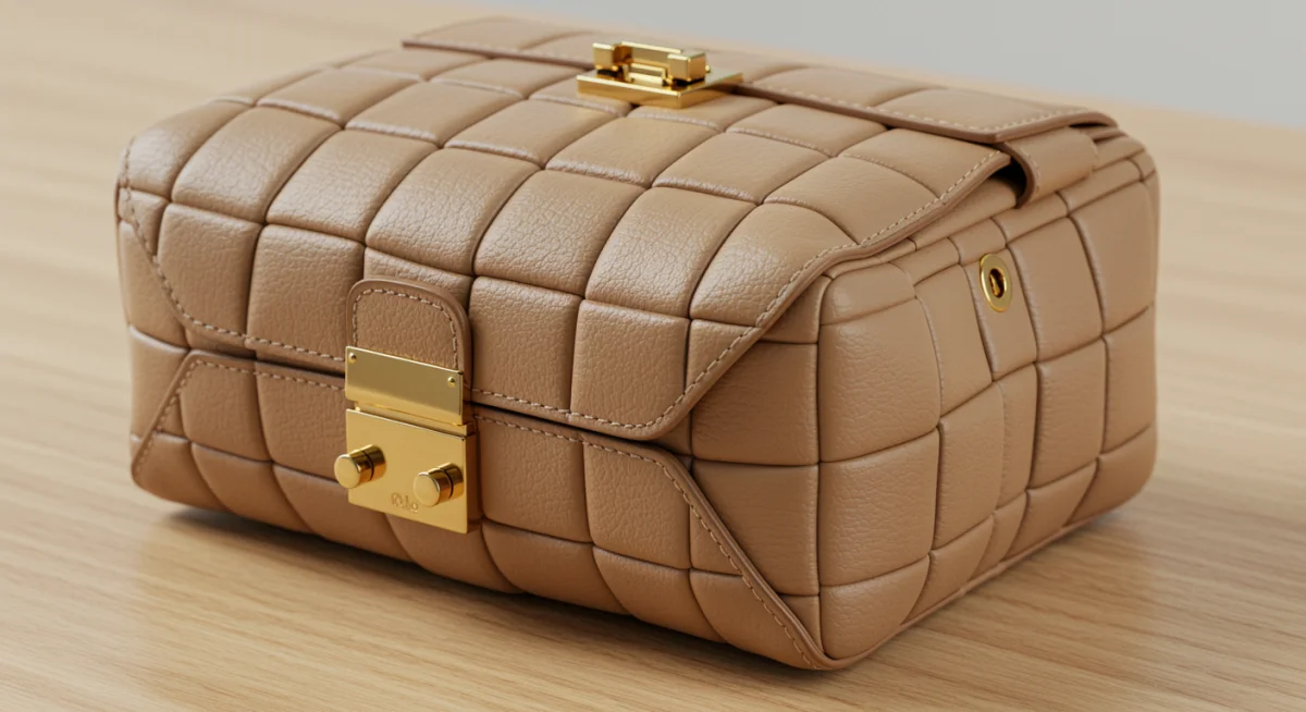 Close-up of a high-quality, structured leather handbag, emphasising craftsmanship and durability.