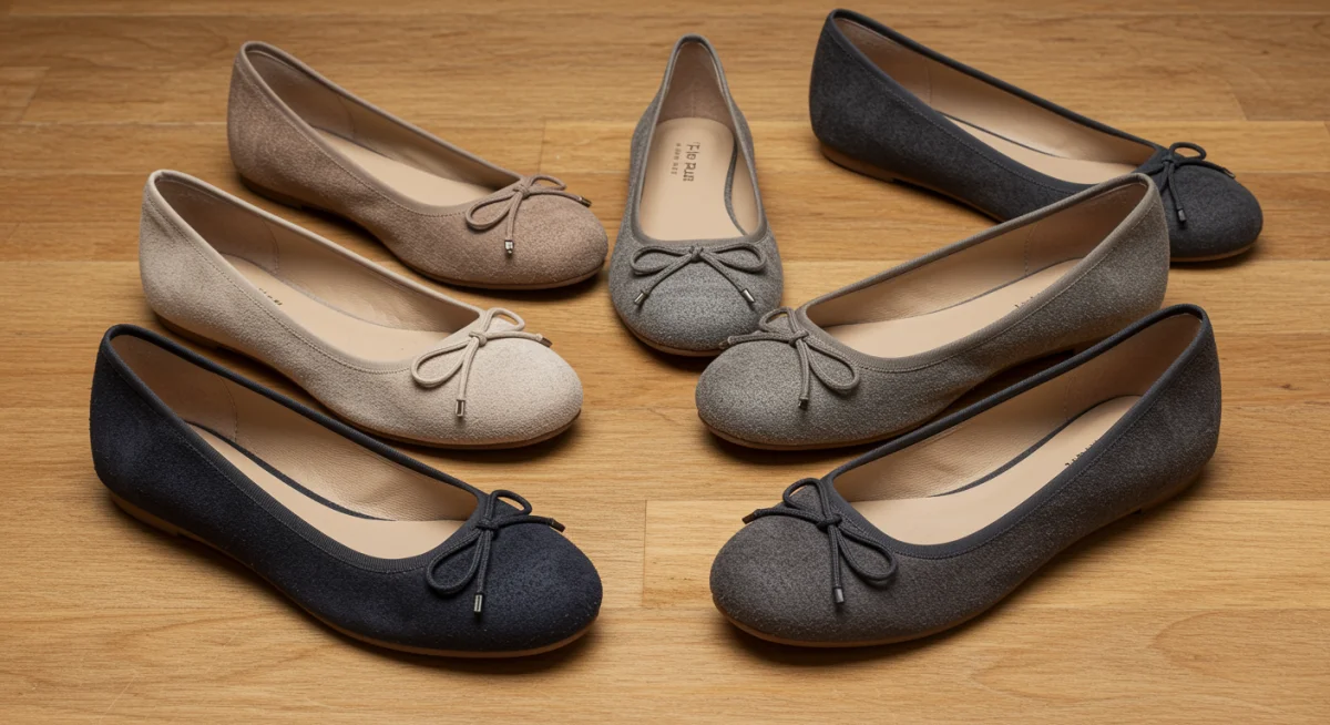 Sustainable, minimalist ballet flats in earthy tones, showcasing eco-conscious fashion and elegance.