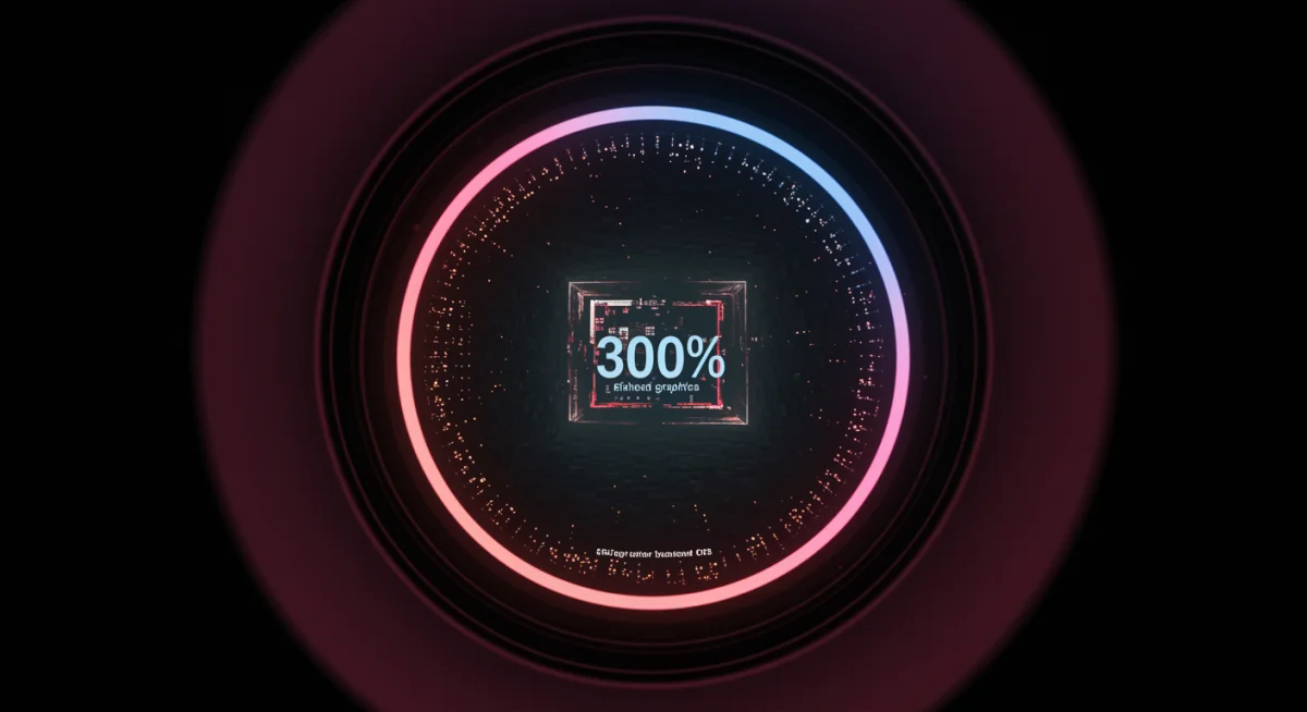 Close-up of a VR headset lens displaying enhanced virtual reality graphics.
