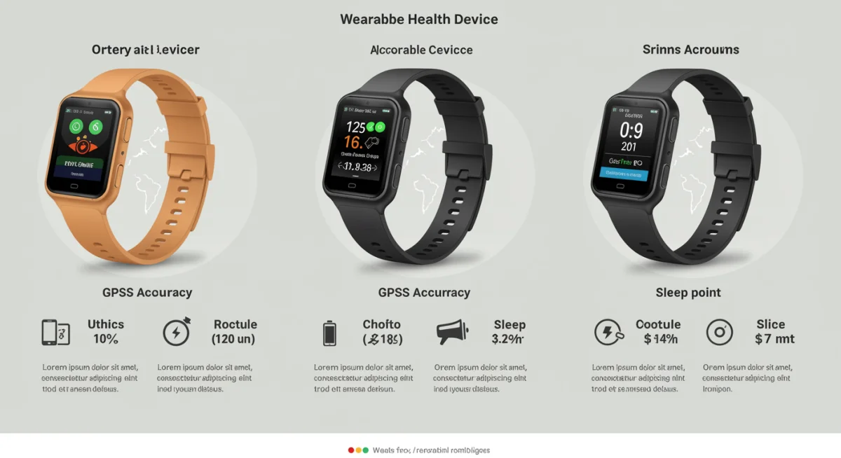 Infographic comparing key features of various 2025 wearable health devices.